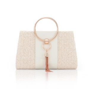 Evening Handbags, Straw Clutch Purses, Summer Beach Bags Tote Tassels xD